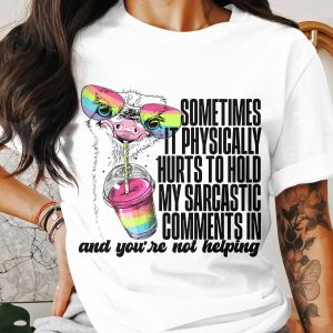 Funny Ostrich T-Shirt, Sarcastic Comment Tee, Rainbow Glasses Ostrich, Novelty Animal Tee, Unique Graphic T Shirt, Trendy Humor Gift