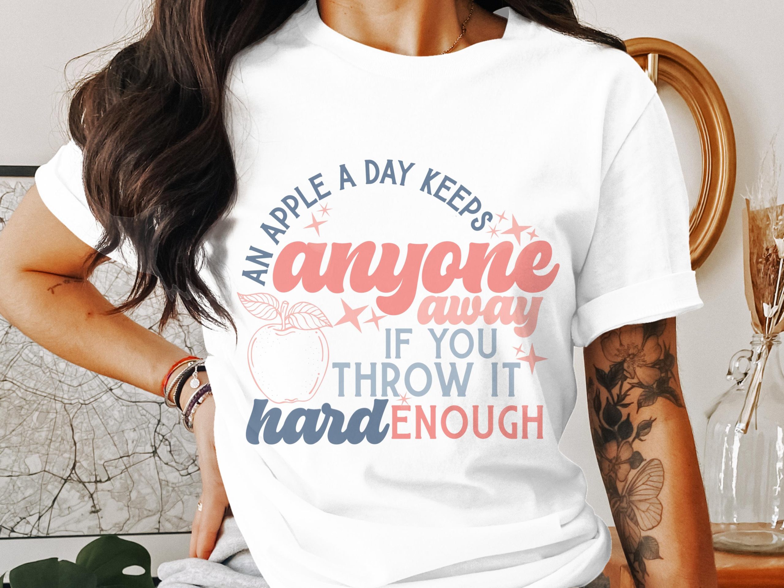 Funny Teacher T Shirt, Apple a Day, Sarcastic T-Shirt, School Teacher Gift, Gift for Teachers, Quirky Tee, Joke T Shirt, Humor T-Shirt