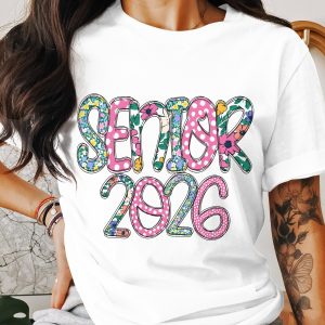 Senior 2026 T-Shirt, Graduation Shirt, Floral Senior Shirt, Class of 2026 Tee, High School Graduate, College Graduation Gift