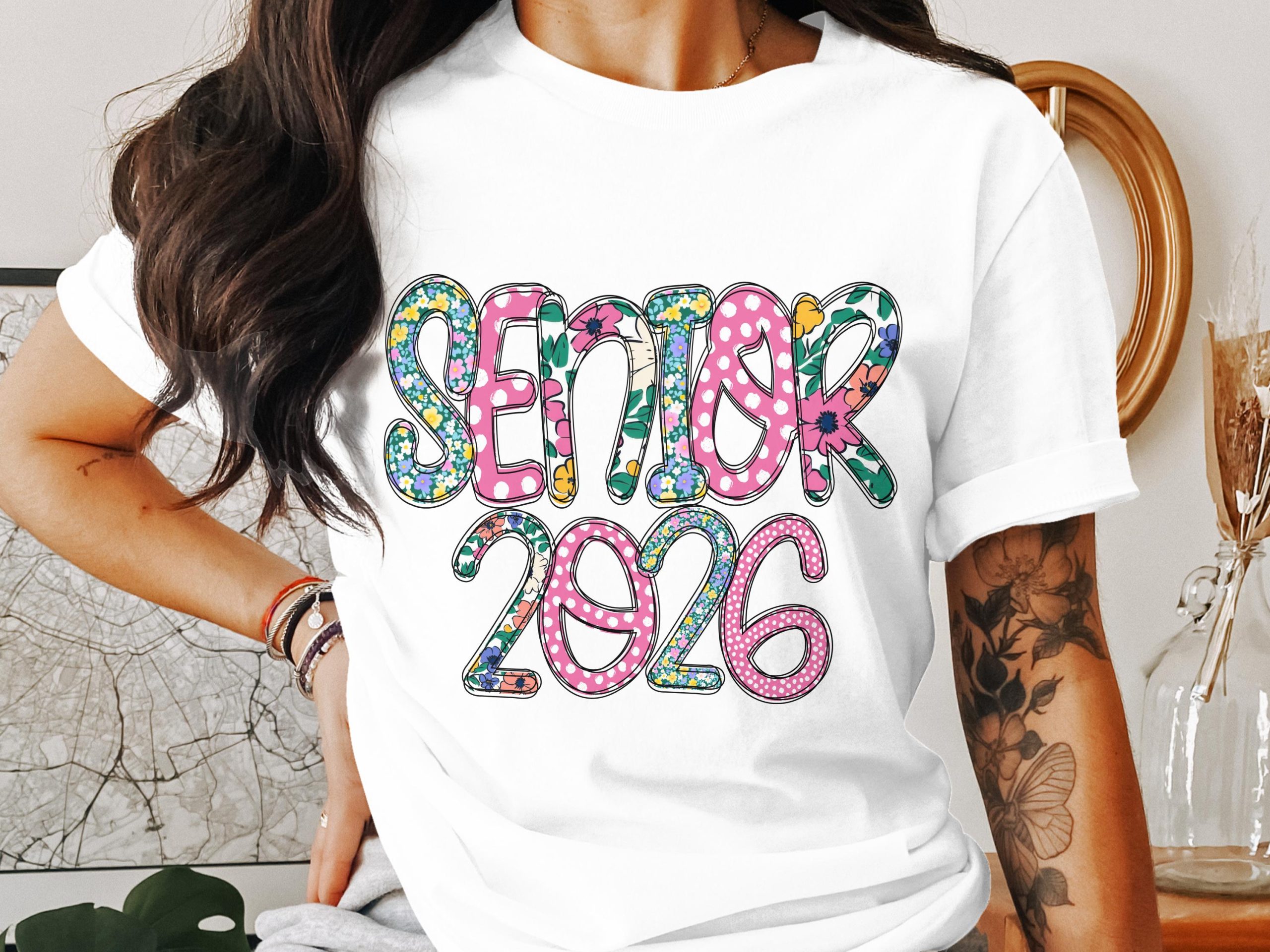 Senior 2026 T-Shirt, Graduation Shirt, Floral Senior Shirt, Class of 2026 Tee, High School Graduate, College Graduation Gift