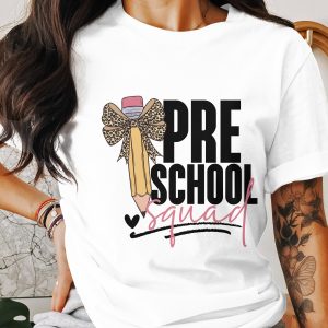 Pre School Squad T Shirt, Leopard Print Pencil Tee, Teacher Shirt, Back to School Gift, Cute First Day School Shirt, Preschool Teacher