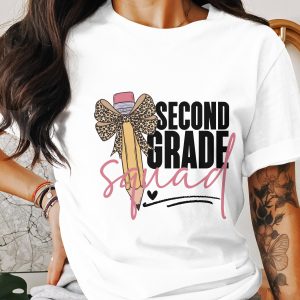 Second Grade Squad T-Shirt, Teacher Shirt, School Tee, Leopard Pencil Bow, Student T-Shirt, Back to School Shirt, Cute Teacher Gift