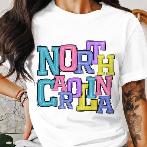Bright North Carolina State Pride Graphic Design T-Shirt