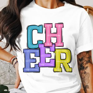 Cheer Text Graphic Cheerleader Supporter Fan Team Spirit T-Shirt