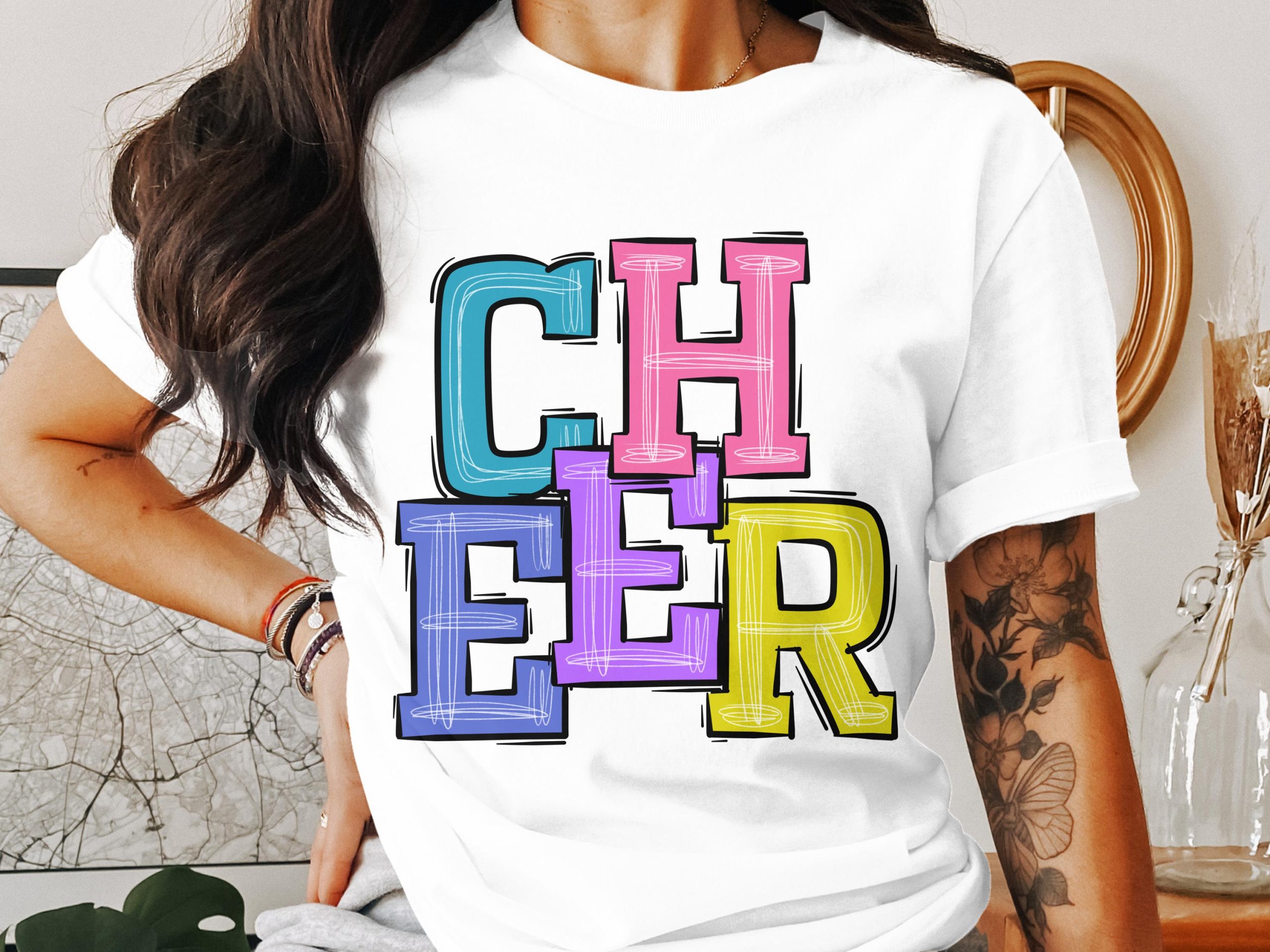 Cheer Text Graphic Cheerleader Supporter Fan Team Spirit T-Shirt