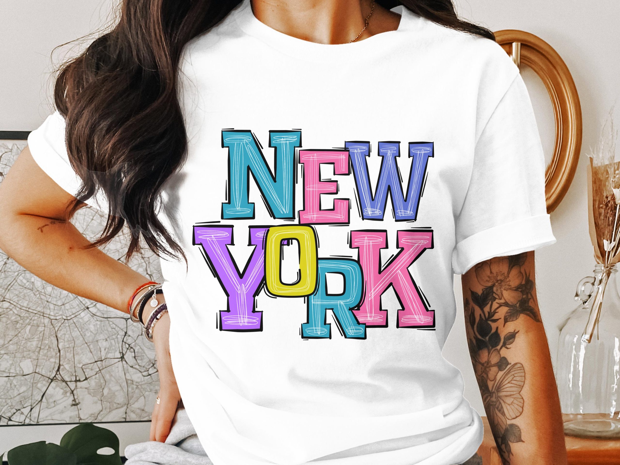 New York City Colorful Artistic Graphic Design T-Shirt
