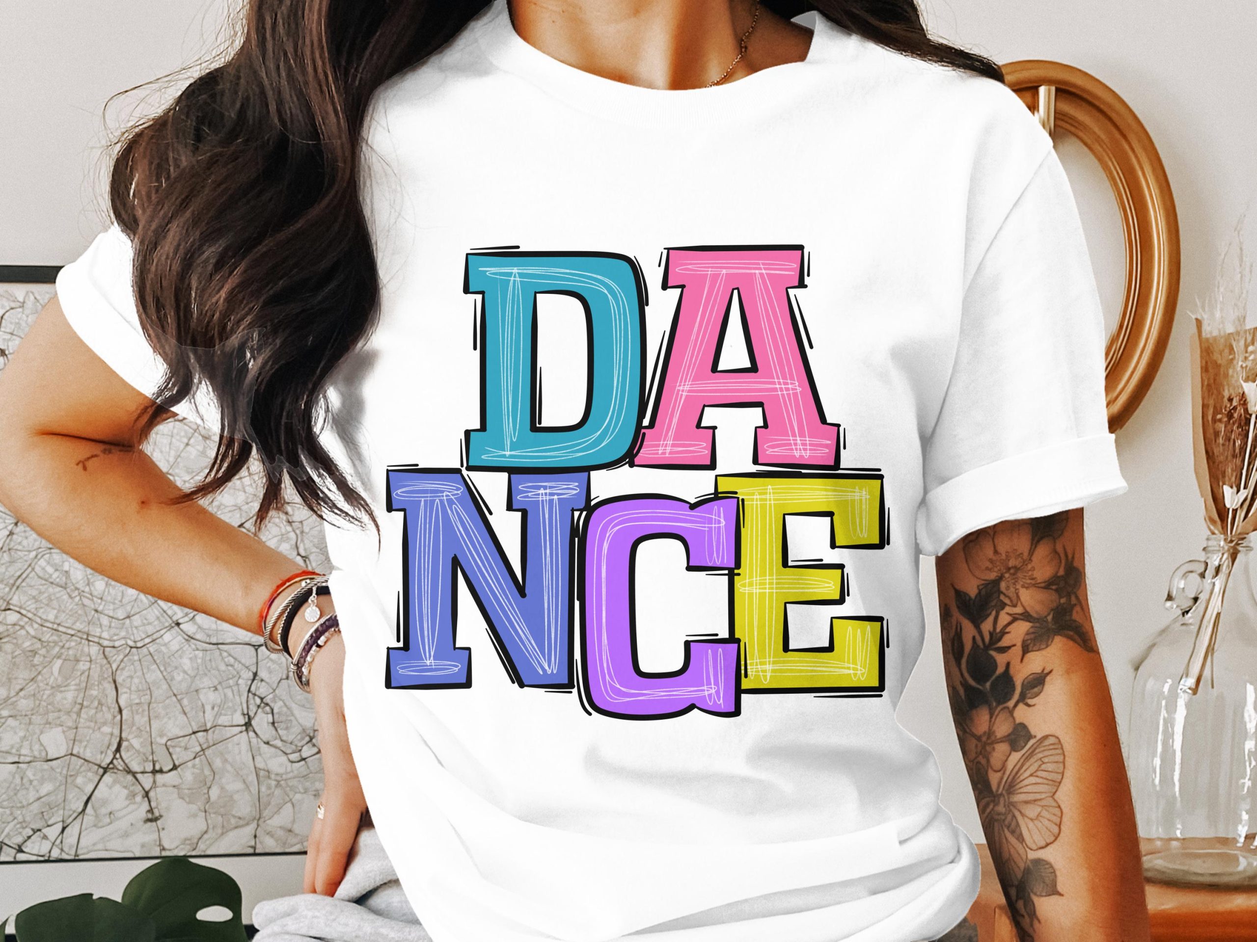 Dance with Joy Unique Colorful Dance Design Word T-Shirt