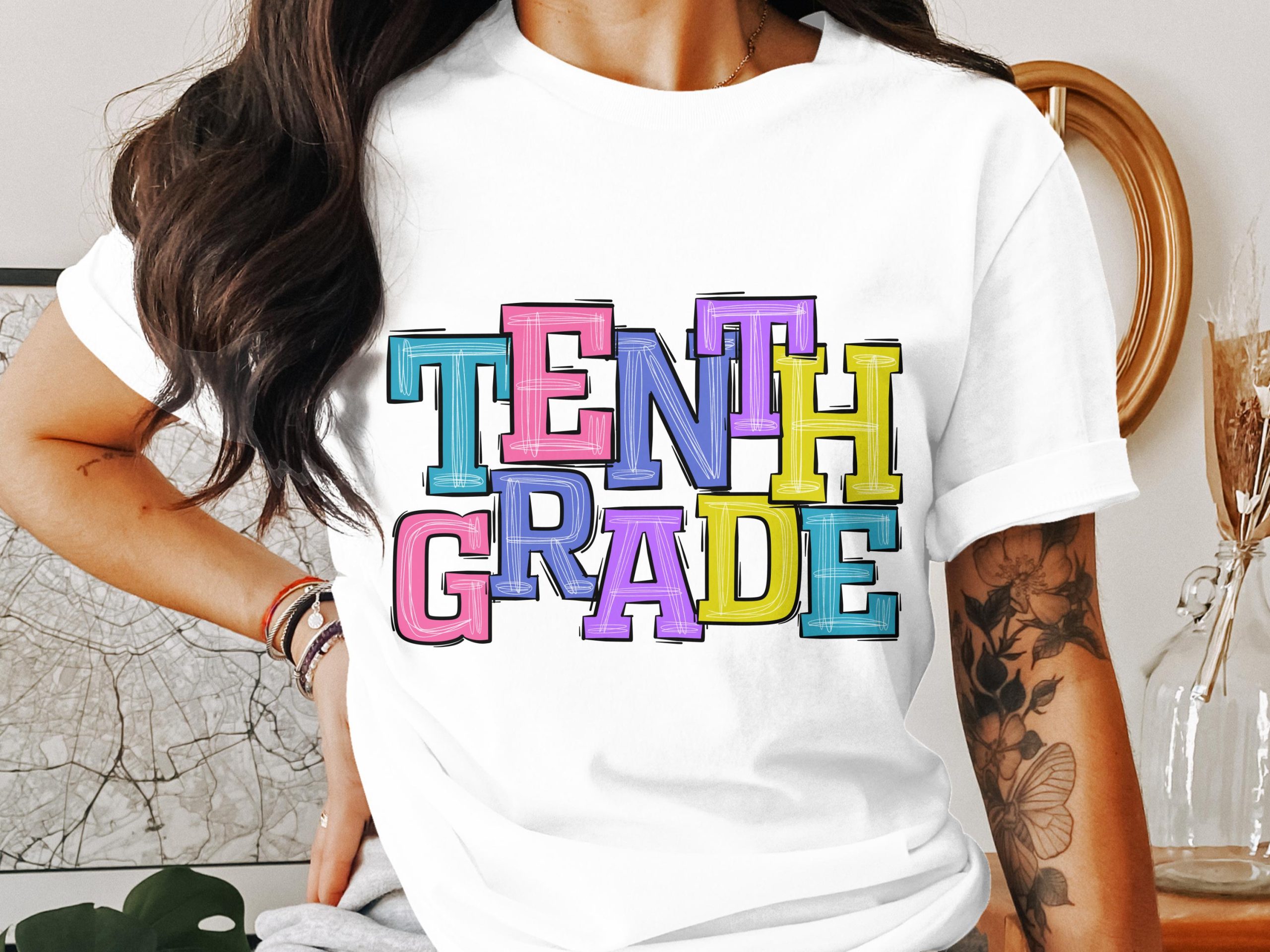 Tenth Grade Colorful Design Back to School Gift Idea T-Shirt