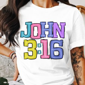 John 3 16 Colorful Illustration Christian T-Shirt