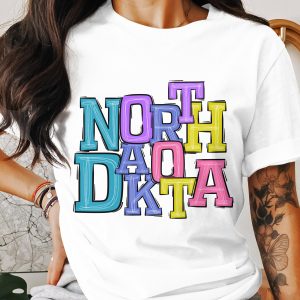 North Dakota State Pride Colorful Graphic Outfit T-Shirt