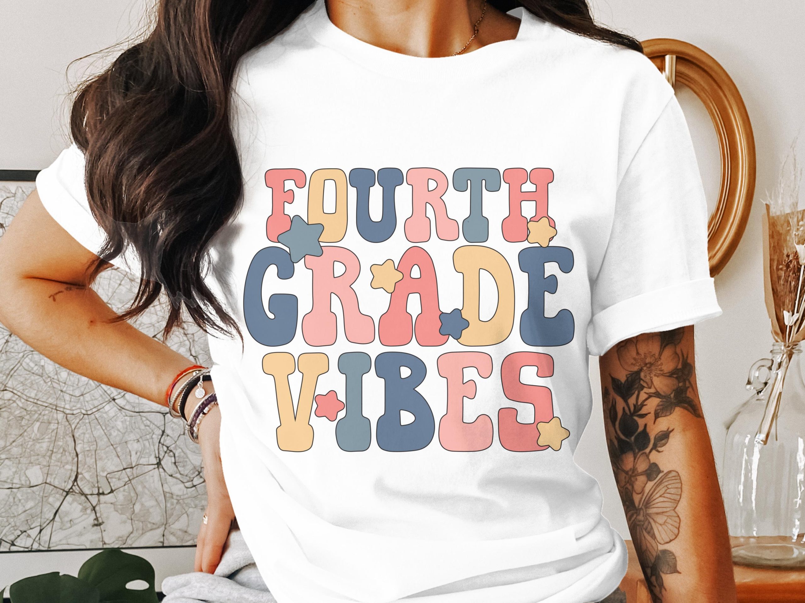 Fourth Grade Vibes T-Shirt, Retro Teacher Tee, School Shirt, Back To School T-Shirt, Fourth Grade Team Shirt, Teacher Gift Idea