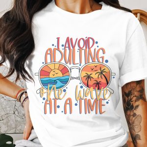 Avoid Adulting Beach Sunset T-Shirt, Vacation Vibes Tee, Summer Graphic T Shirt, Holiday T-Shirt, Relax T-Shirt, Beach Lover Gift