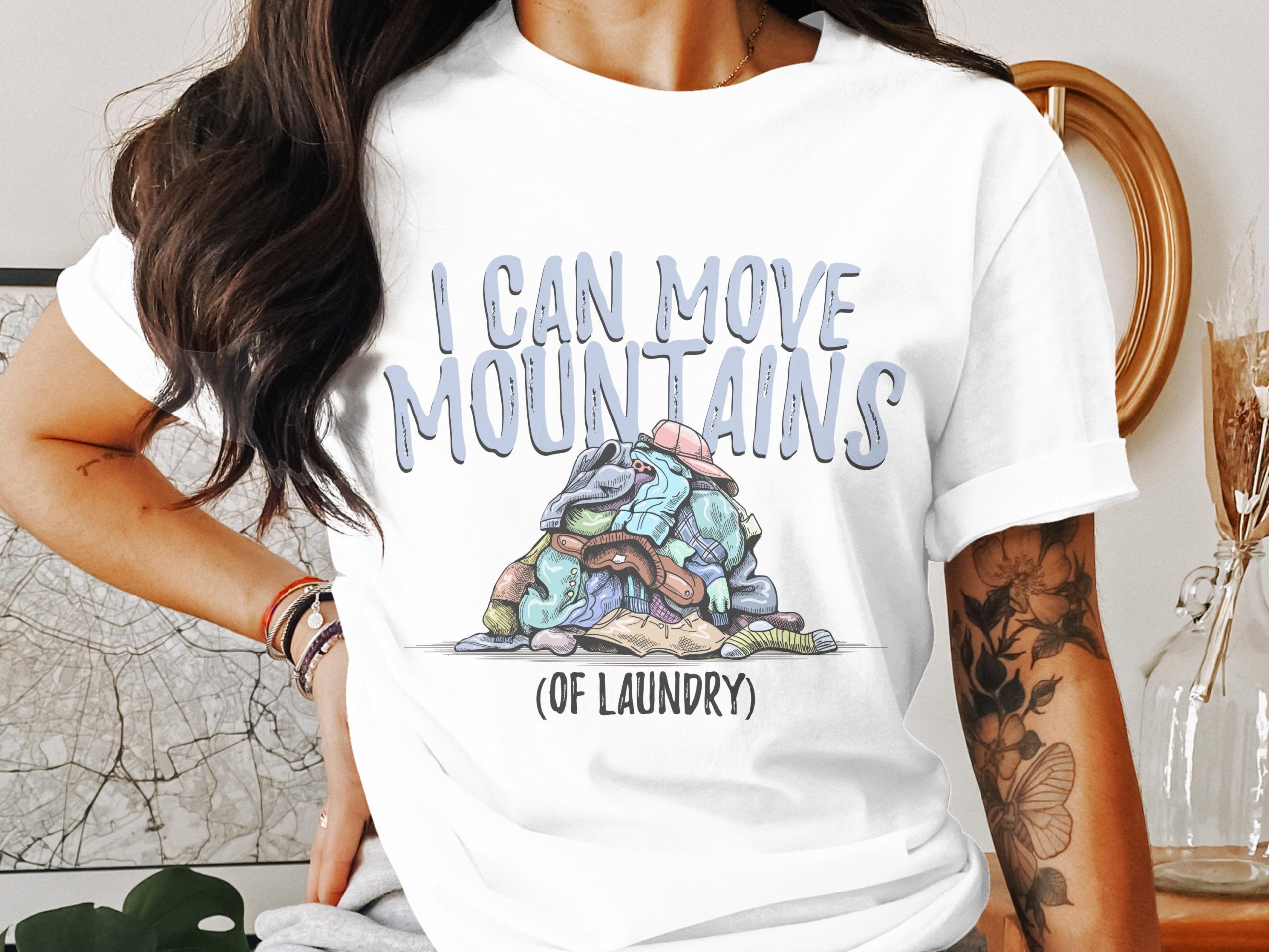Funny Laundry T Shirt, Move Mountains Tee, Mom Life Shirt, Laundry Day Gift, Humor Tee, Laundry Quote Shirt, Chores Tee, Mom Gift