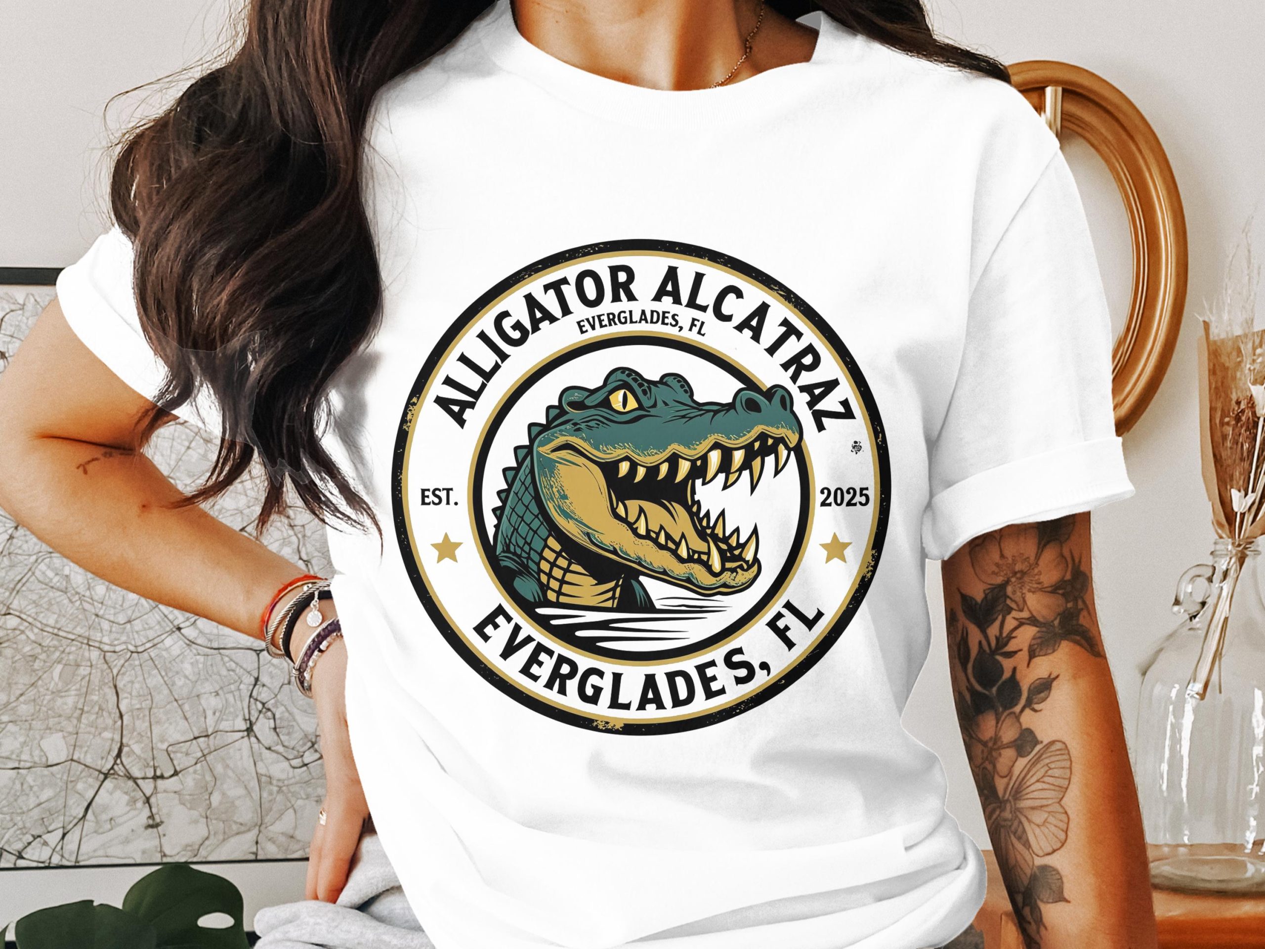 Alligator Alcatraz Everglades Florida Est 2025 Graphic T-Shirt - Image 2