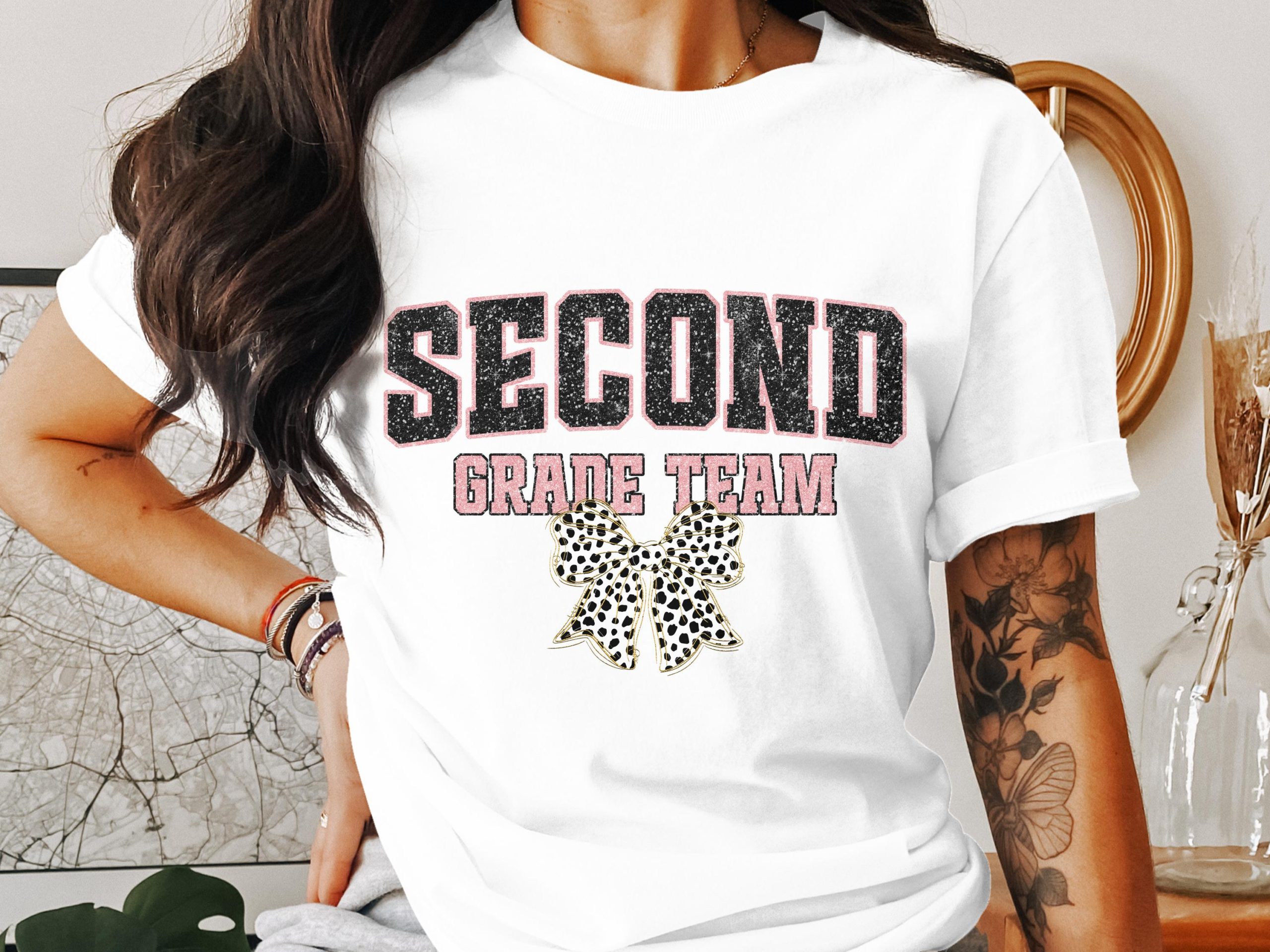 Second Grade Team T-Shirt, Teacher Appreciation Shirt, Back to School Tee, Cute Student Outfit, Dalmatian Bow Shirt, Elementary School Shirt