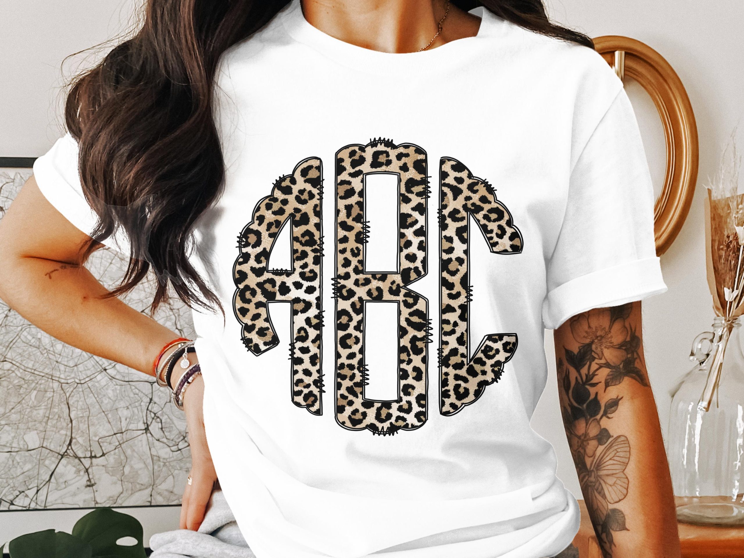 Custom Leopard Monogram, Digital Download, Personalized Initials, DIY Project, Trendy Circle Monogram, Printable Monogram Gift