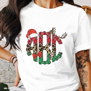 Digital, Custom Digital Download Monogram, Christmas Monogram, Plaid Leopard Monogram, Santa Hat, Reindeer Antler, DIY Monogram 120char