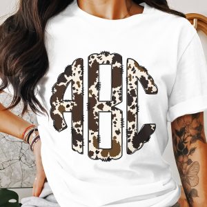 Digital Custom Monogram, Cow Print Monogram, Personalized Initial Download, Farmhouse Style, DIY Project, Digital Download Monogram