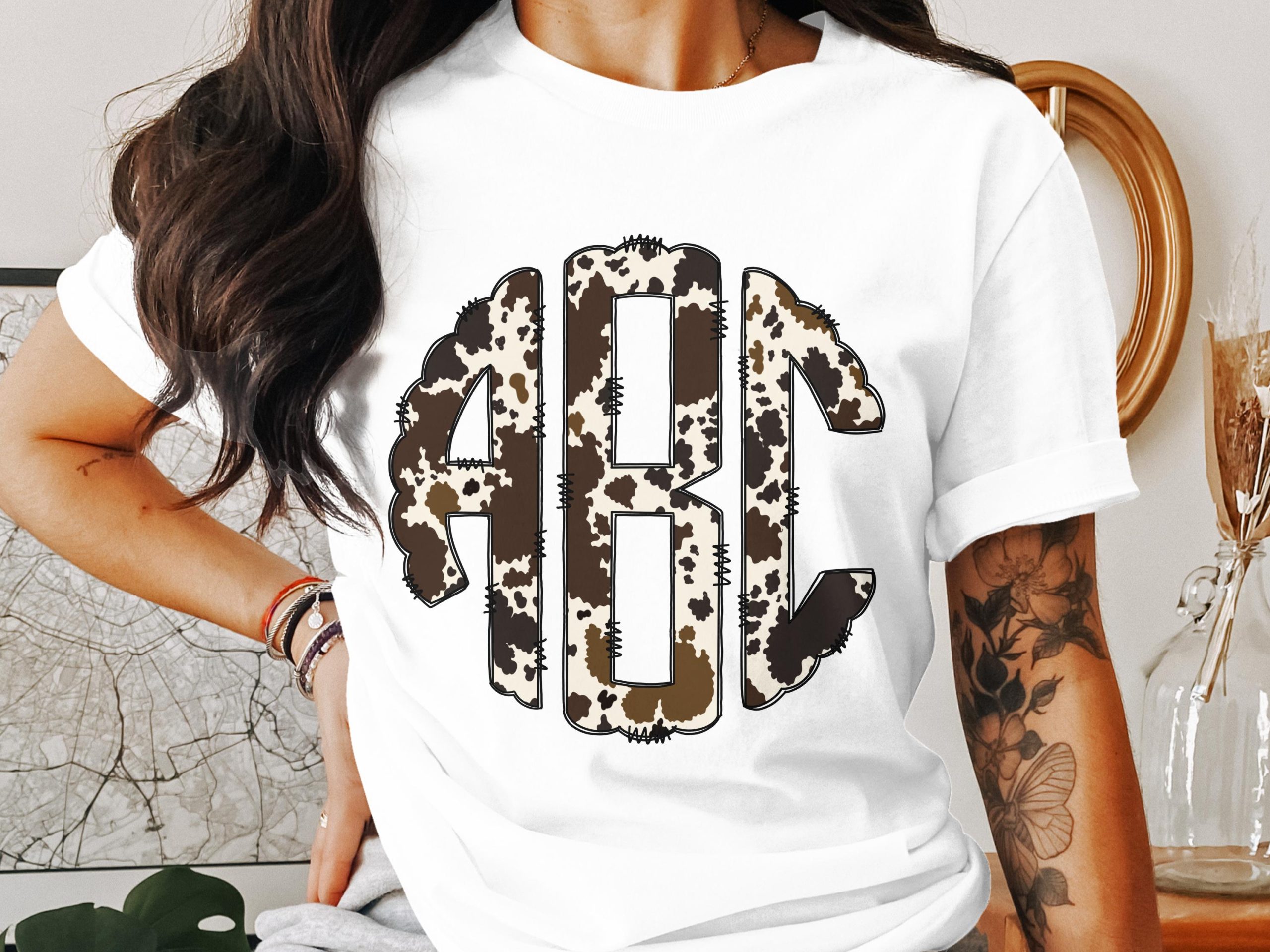 Digital Custom Monogram, Cow Print Monogram, Personalized Initial Download, Farmhouse Style, DIY Project, Digital Download Monogram