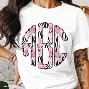 Digital Custom Monogram, Digital Download, Zebra Stripes and Roses, Personalized Initial Art, Custom PNG, DIY Projects, Gifts