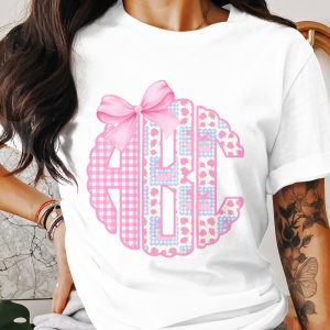Digital Custom Monogram, Pink Gingham, Floral Digital Download, Personalized Initials, DIY Monogram, Cricut Design, Digital File