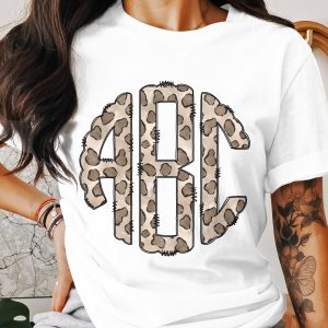 Custom Digital Download Monogram, Leopard Print Monogram, Digital Monogram, Personalized Initial Design, DIY Iron On, PNG File