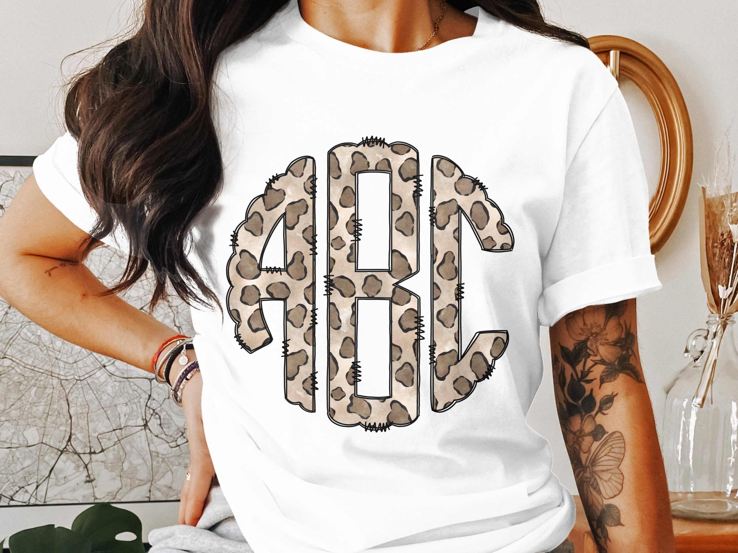 Custom Digital Download Monogram, Leopard Print Monogram, Digital Monogram, Personalized Initial Design, DIY Iron On, PNG File