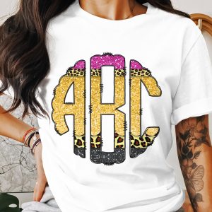 Custom Digital Download Monogram, Leopard Glitter Initial, Personalized Initials, Digital Files, Printable Art