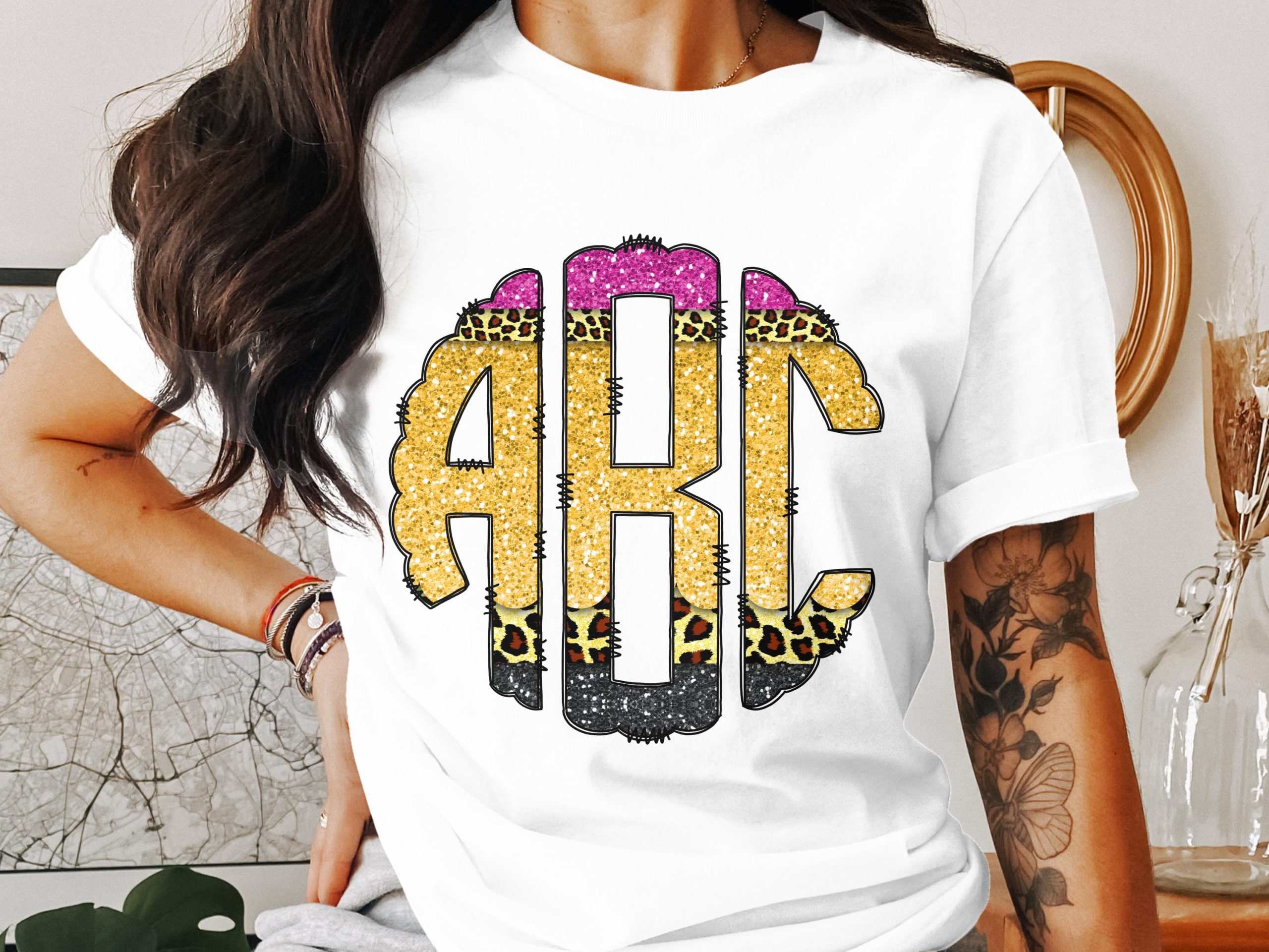 Custom Digital Download Monogram, Leopard Glitter Initial, Personalized Initials, Digital Files, Printable Art
