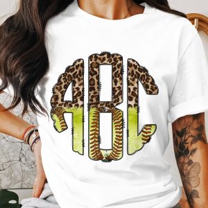 Digital,Custom Digital Download Monogram,Softball,Leopard,Personalized,Initials,PNG,Sublimation,Printable,DIY,Gifts,Team Sports,Graphic