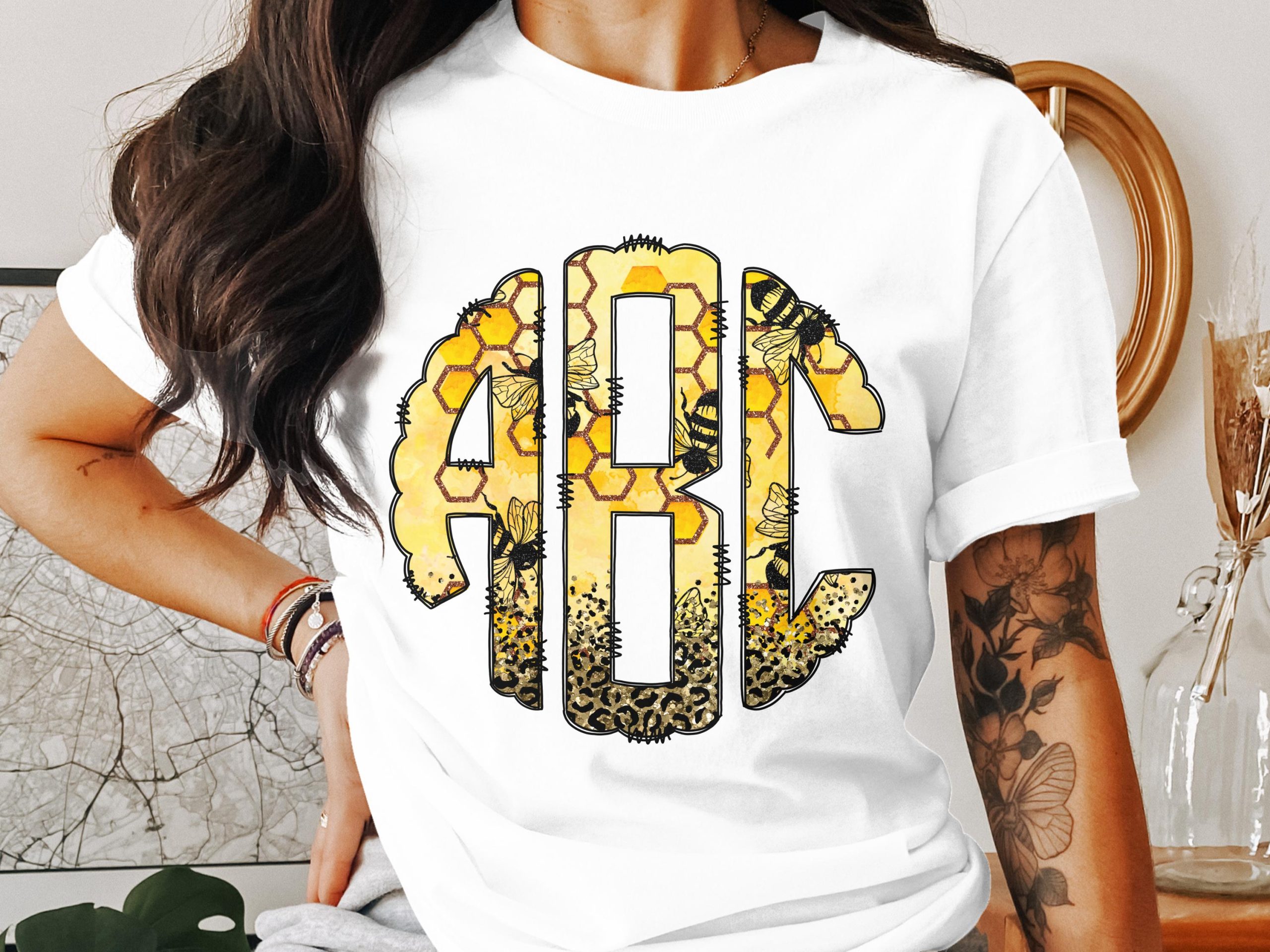 Digital,Custom Digital Download Monogram, Bee Honeycomb, Leopard Monogram, Initial Monogram, Personalized Digital Design, PNG