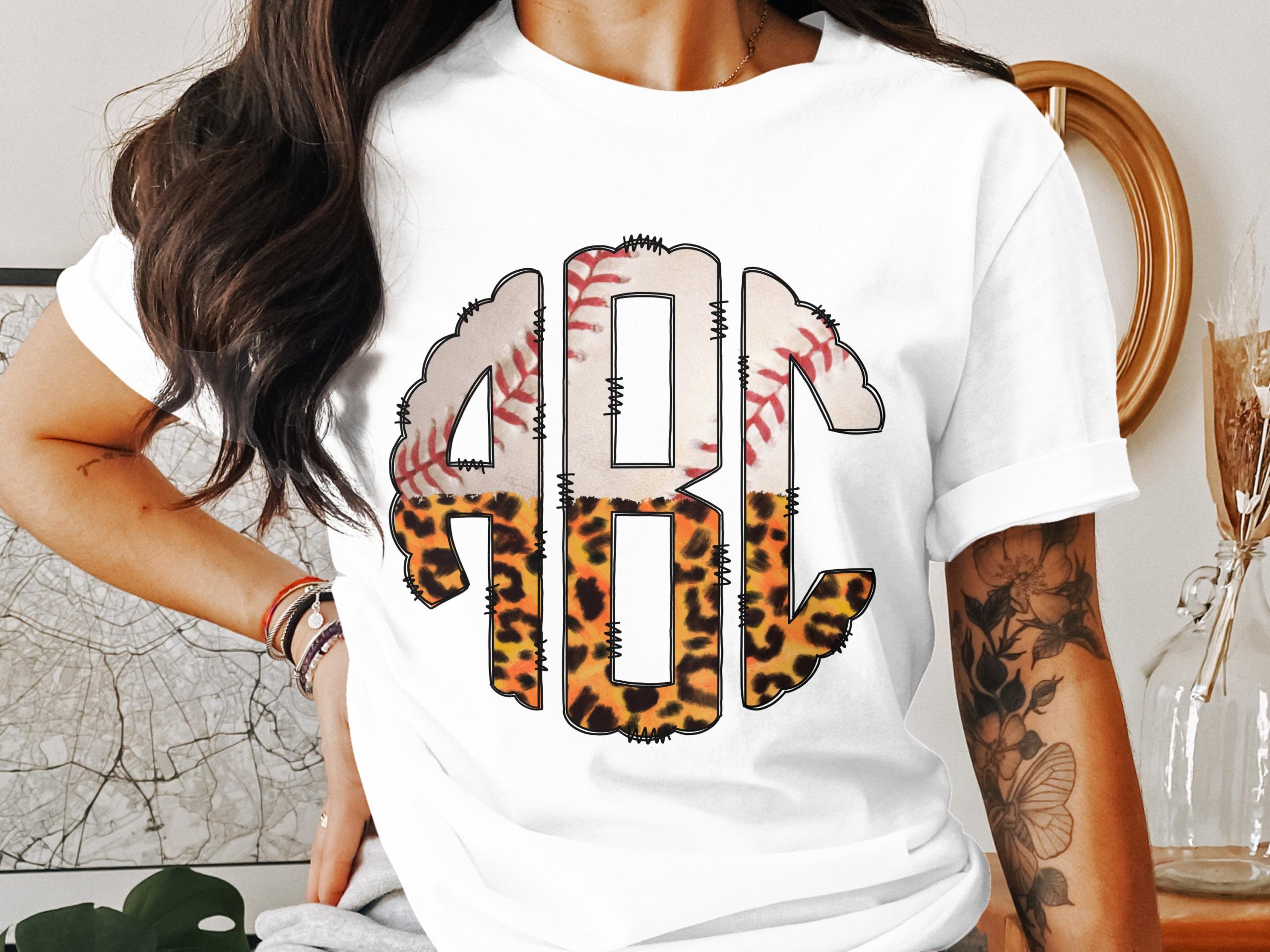 Digital,Custom Digital Download Monogram,Baseball,Leopard,Initial PNG,Circle Monogram Frame,Customizable Monogram Print,Sports