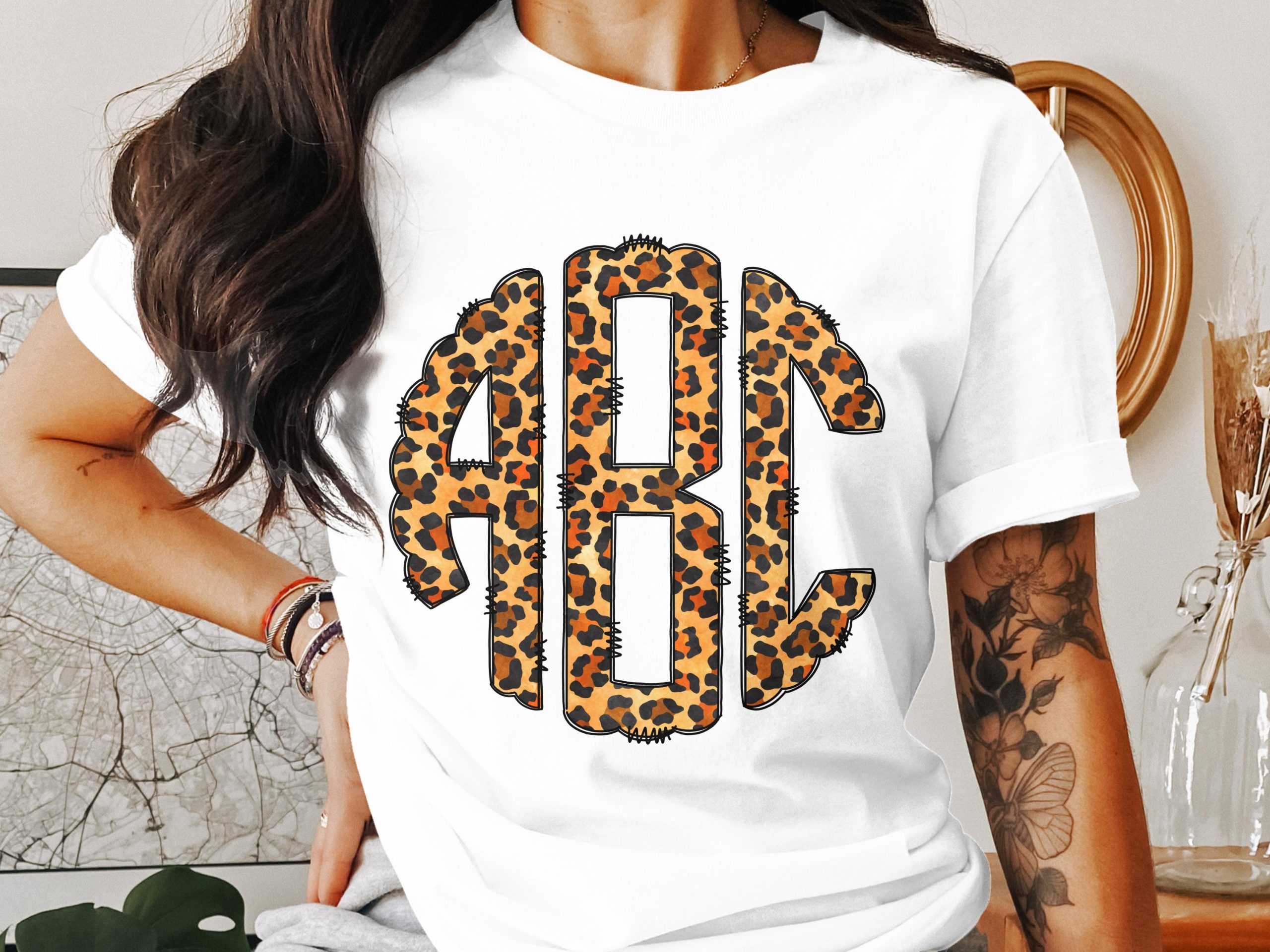 Digital, Custom Digital Download Monogram, Leopard Print Circle Monogram, Personalized Initials, DIY Project, Sublimation Design, Printable