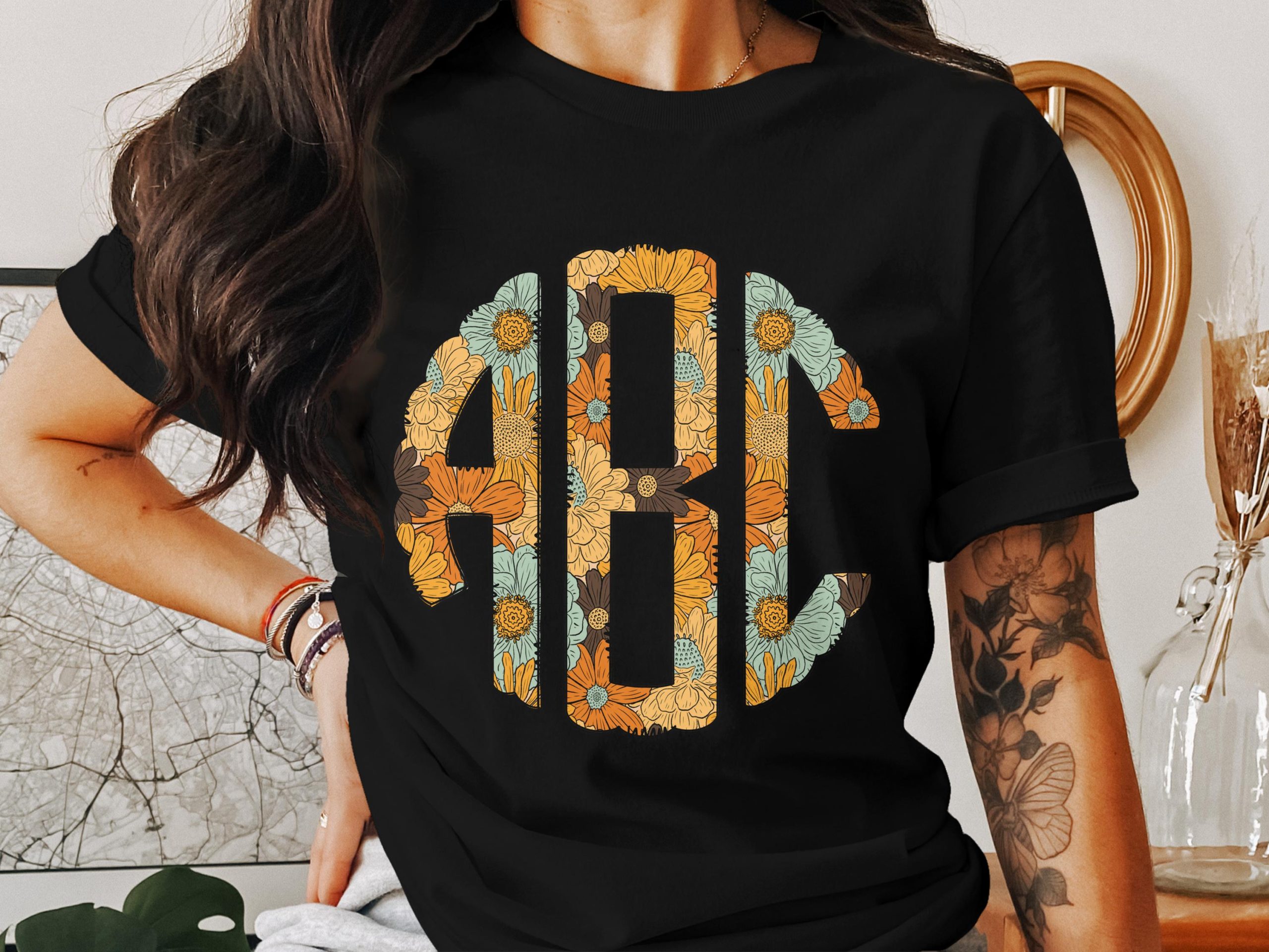 Digital Custom Floral Monogram, Initial Digital Download, Personalized PNG Image, Floral Letters, Boho Flower Monogram, Custom Initials - Image 2