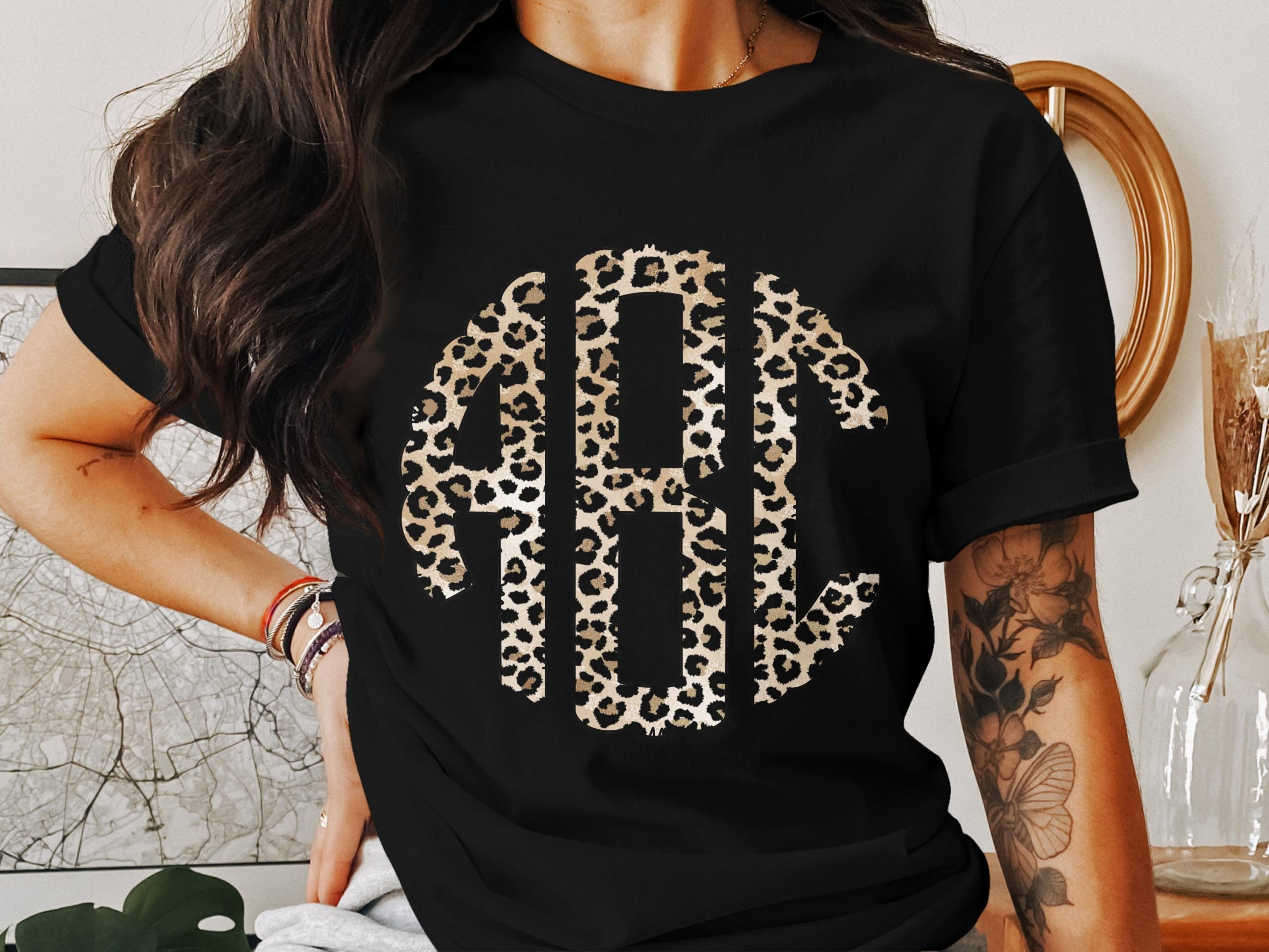 Custom Leopard Monogram, Digital Download, Personalized Initials, DIY Project, Trendy Circle Monogram, Printable Monogram Gift - Image 2