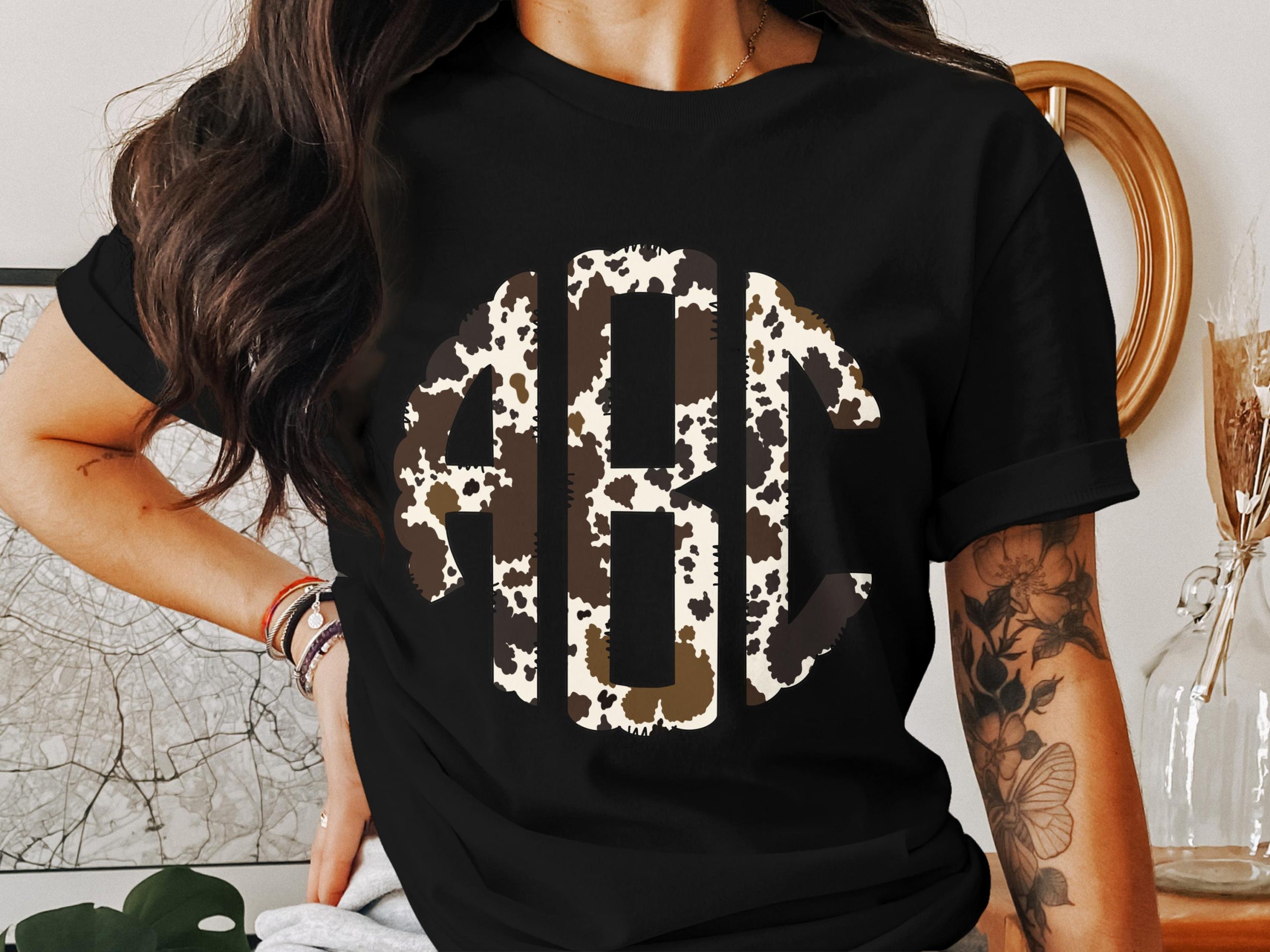 Digital Custom Monogram, Cow Print Monogram, Personalized Initial Download, Farmhouse Style, DIY Project, Digital Download Monogram - Image 2