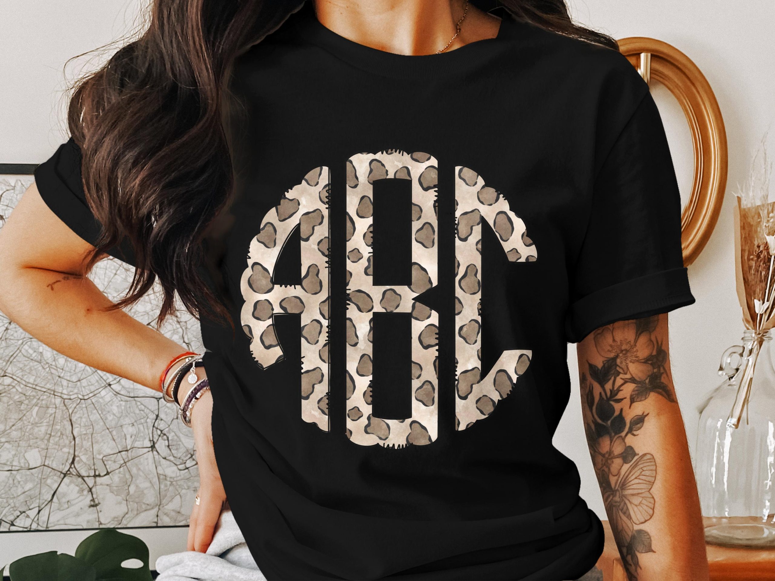 Custom Digital Download Monogram, Leopard Print Monogram, Digital Monogram, Personalized Initial Design, DIY Iron On, PNG File - Image 2