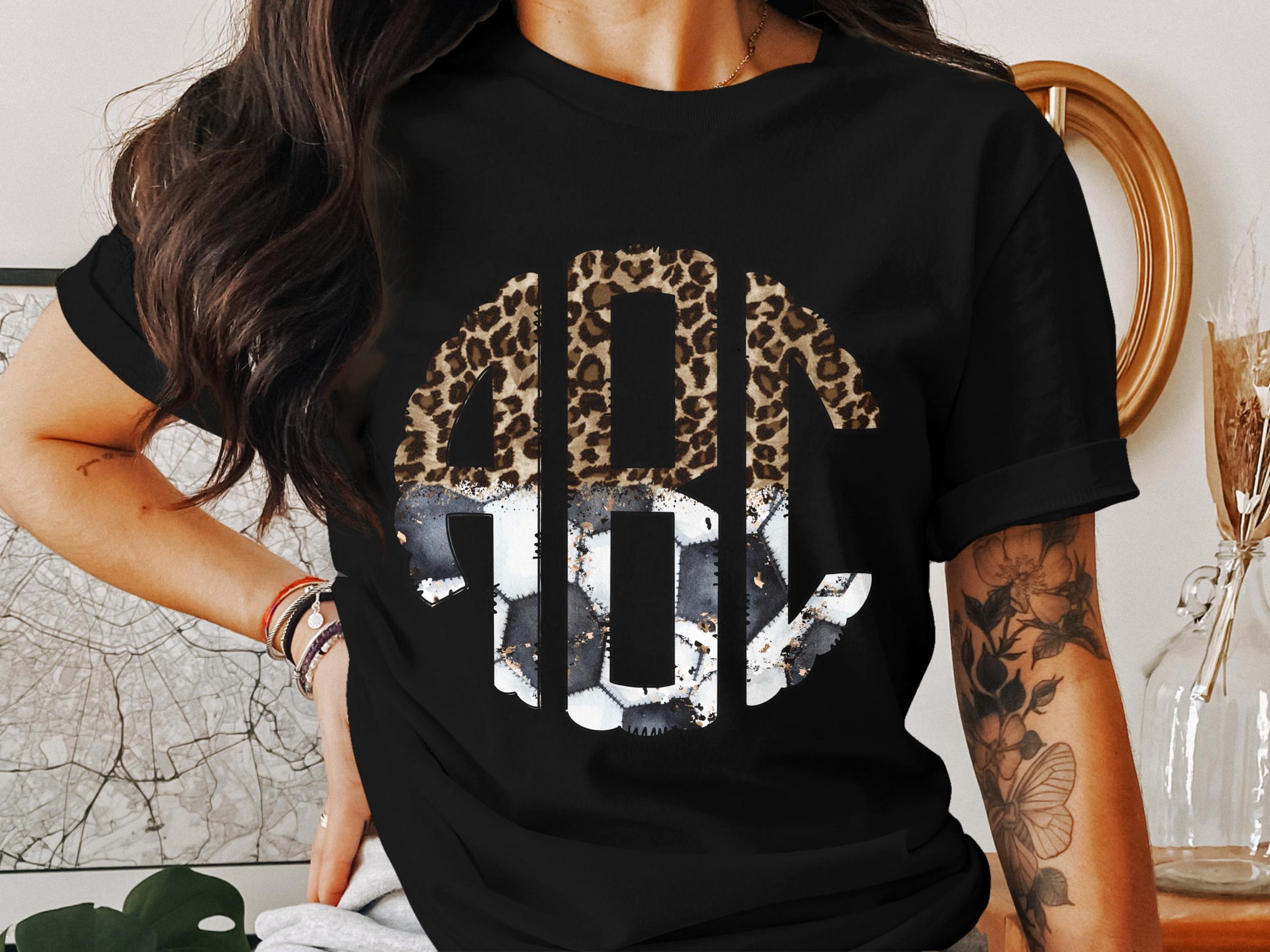 Digital,Custom Digital Download Monogram,Leopard Soccer Initial,Personalized PNG,Sports Monogram,Team Spirit,Printable,Wall Art - Image 2