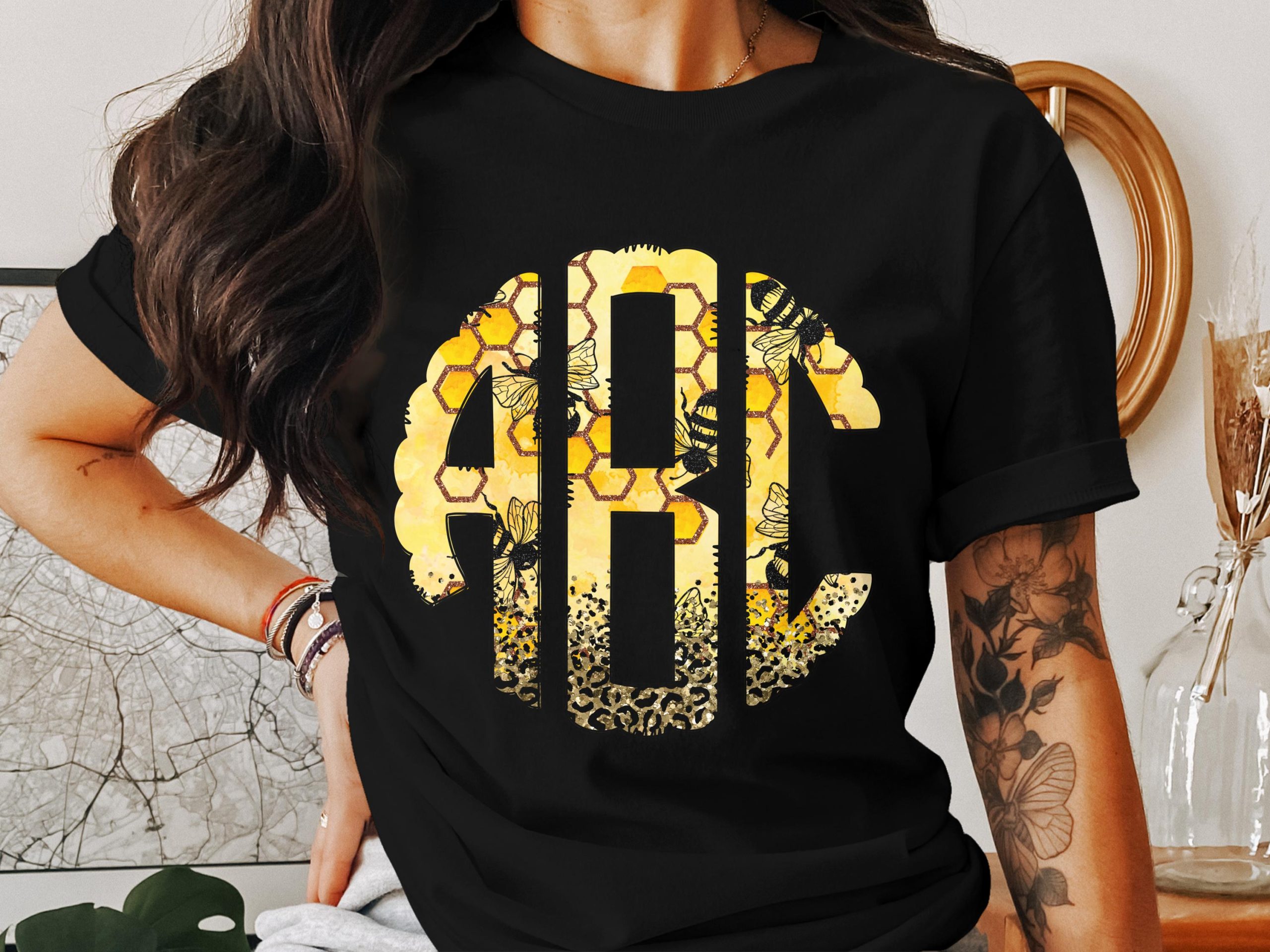 Digital,Custom Digital Download Monogram, Bee Honeycomb, Leopard Monogram, Initial Monogram, Personalized Digital Design, PNG - Image 2