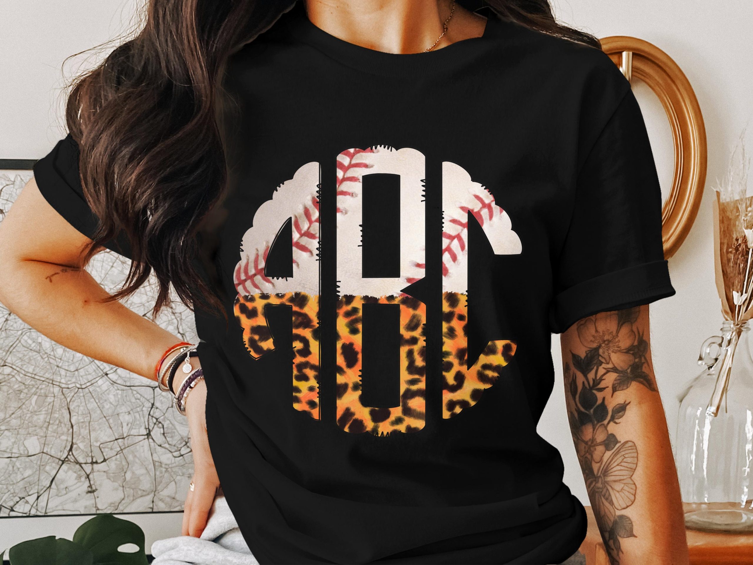 Digital,Custom Digital Download Monogram,Baseball,Leopard,Initial PNG,Circle Monogram Frame,Customizable Monogram Print,Sports - Image 2