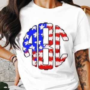 Digital Custom Download Monogram, American Flag Monogram, USA Patriotic Initials, DIY Sublimation Design, Red White Blue Digital File