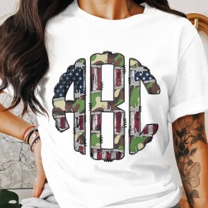Digital Custom Monogram, American Flag, Camo, Patriotic Gift, Printable Wall Art, Personalized Initials, Digital Download