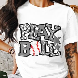Play Ball T-Shirt, Baseball T Shirt, Sports Lover Tee, Gift for Baseball Fans, Game Day Shirt, Baseball Mom Shirt, Trendy Graphic Tee