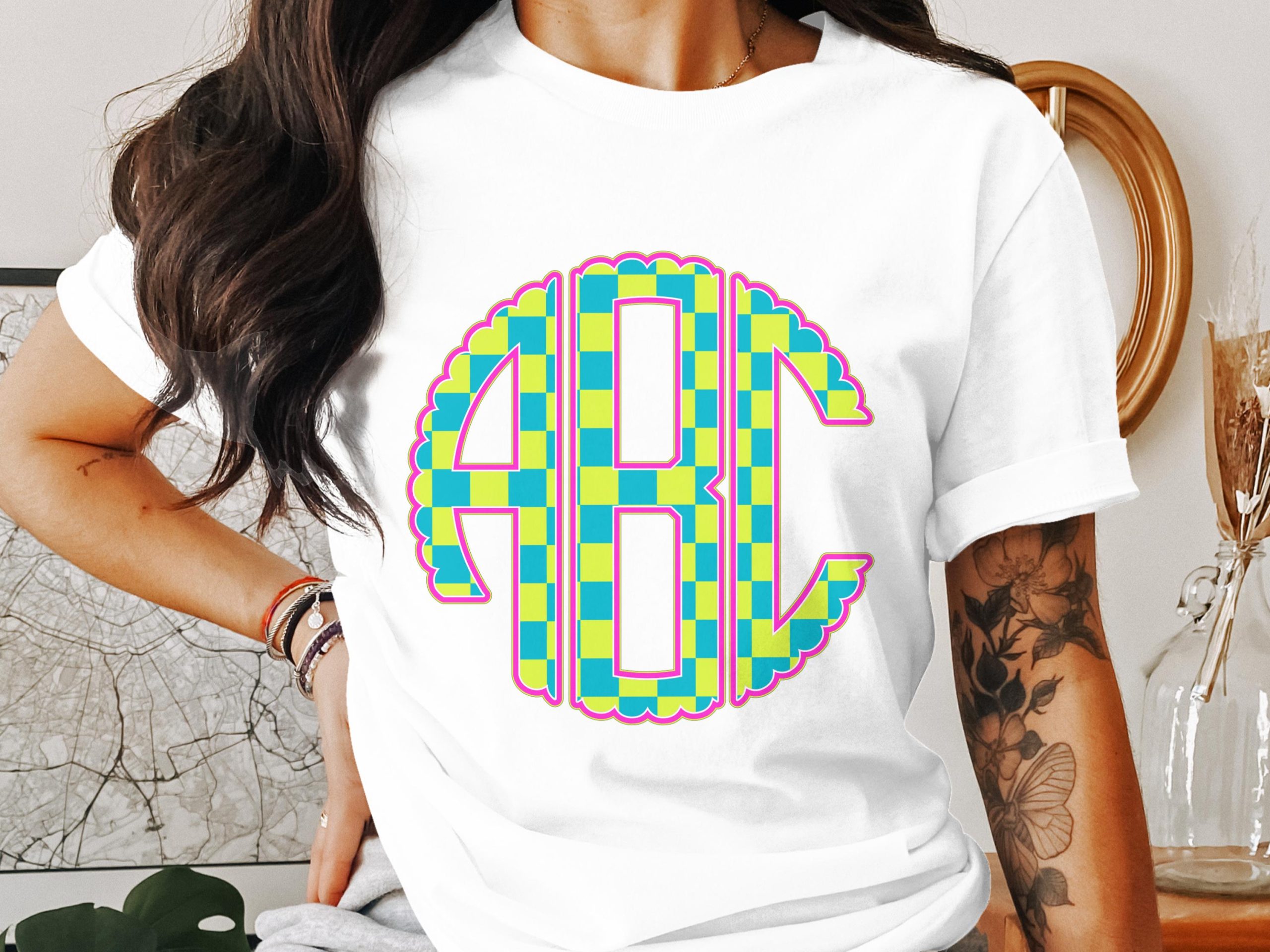 Digital Custom Monogram, Checkerboard Monogram, Digital Download Monogram, DIY Monogram, Personalized Initials, Sublimation Designs