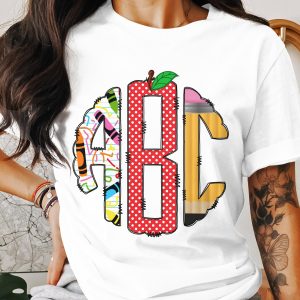 Digital Custom Download Monogram, Initial Monogram, Pencil Monogram, Crayon Apple Monogram, PNG File, Personalized Gift