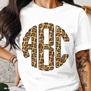 Digital Custom Monogram Download, Leopard Print Monogram, Personalized Digital Art, Initial Monogram, Printable Digital File