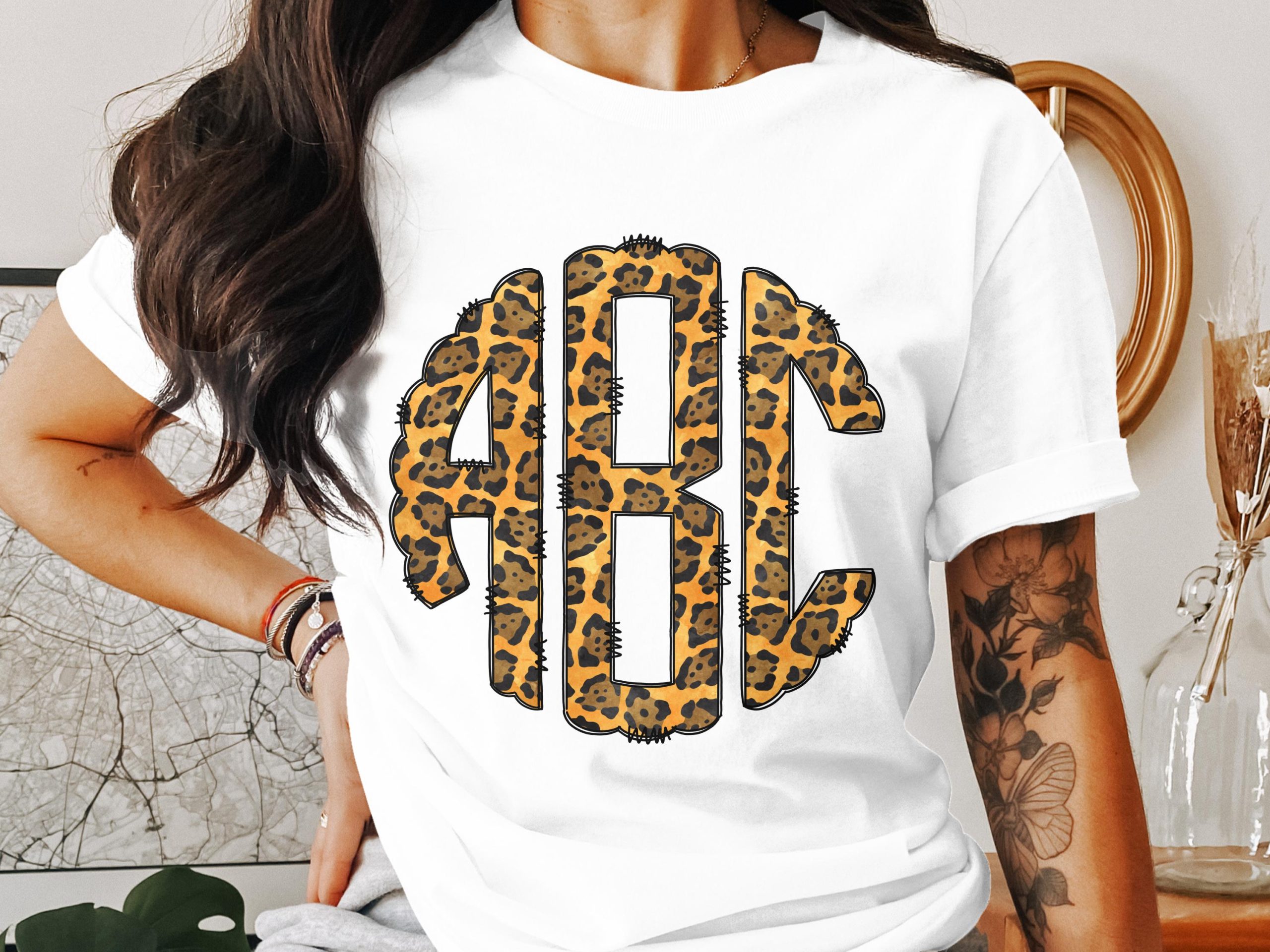 Digital Custom Monogram Download, Leopard Print Monogram, Personalized Digital Art, Initial Monogram, Printable Digital File