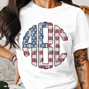 Digital Custom Digital Download Monogram, USA Flag Monogram, Patriotic Design, American Flag Letters, Custom Name, Initial Monogram
