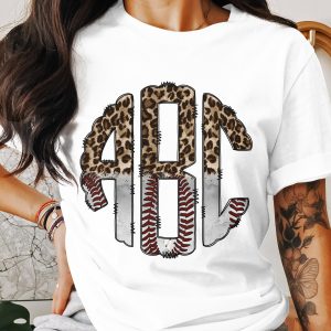 Digital,Custom Download Monogram,Baseball,Leopard Print,Circle Monogram,PNG File,Personalized Gift,Team Spirit,DIY Design,Sublimation Design