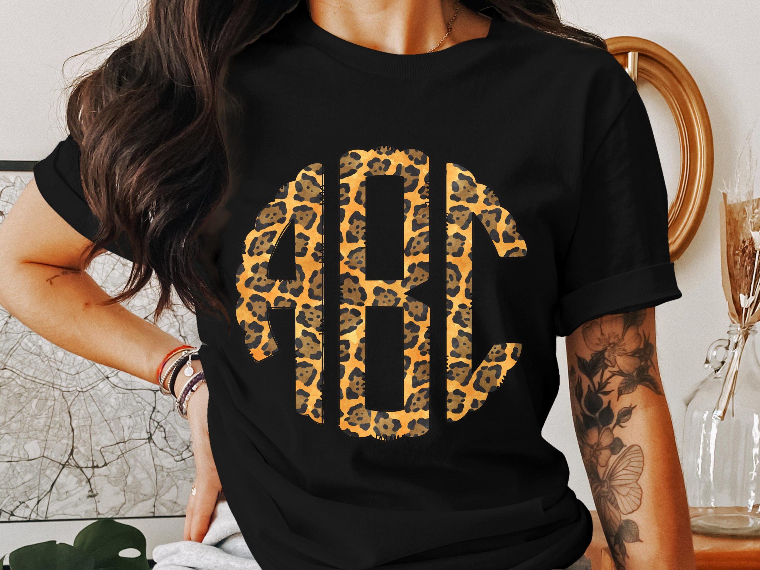 Digital Custom Monogram Download, Leopard Print Monogram, Personalized Digital Art, Initial Monogram, Printable Digital File - Image 2
